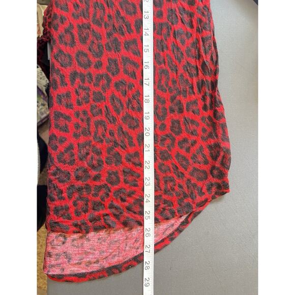 Michael Kors Cheetah Print Blouse Front Ruching Business Office Stretch Red - Picture 5 of 7